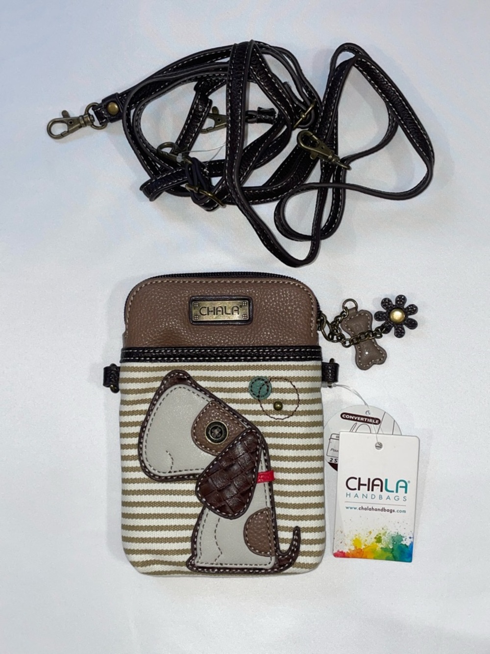 Chala CELLPHONE CROSSBODY - TOFFY DOG (BROWN STRIPE)